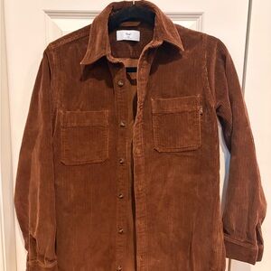 Aritzia TNA Brown Corduroy Button Down Shirt